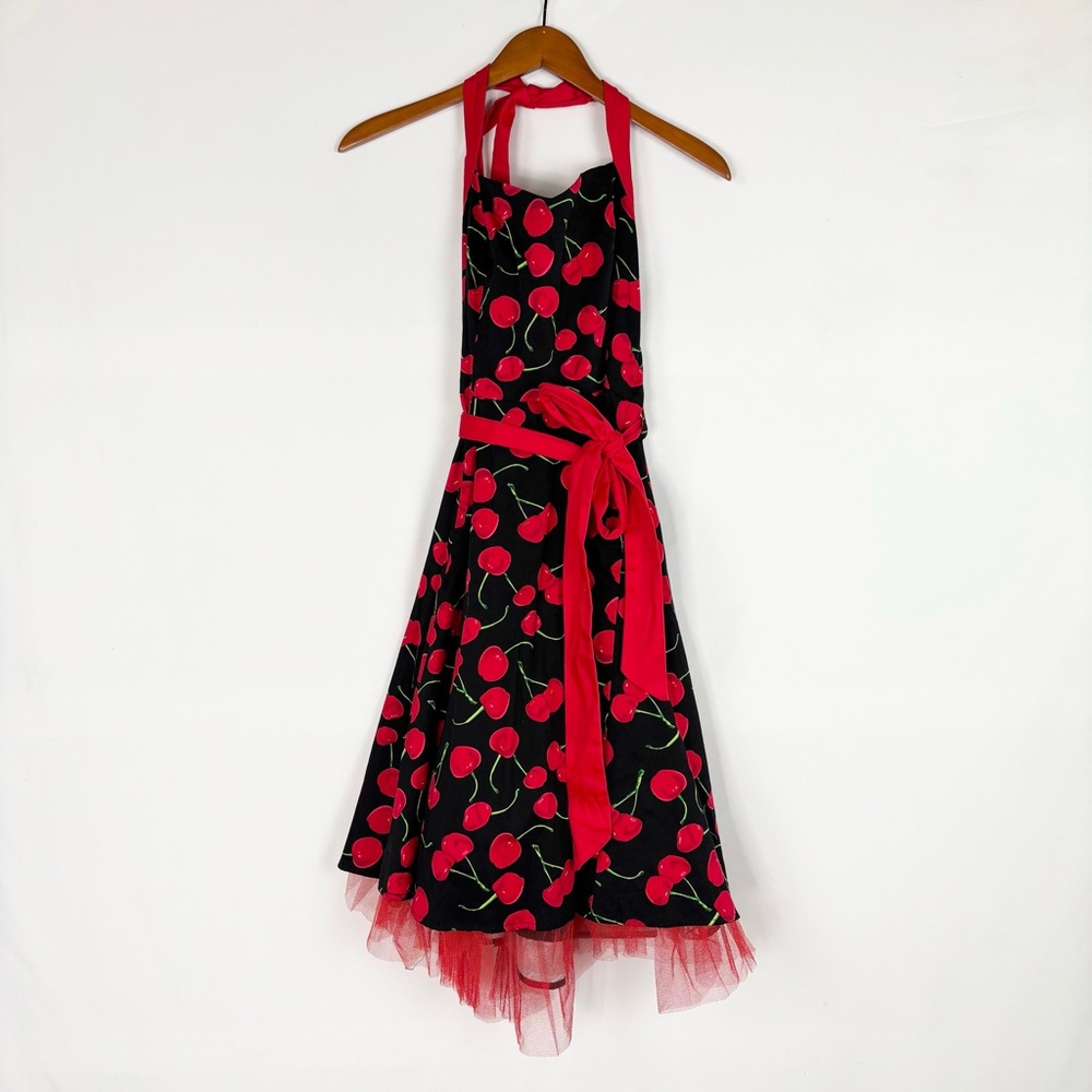 NEW Hearts and Roses Black‎ Bombshell Cherry Swing Dress Size 12